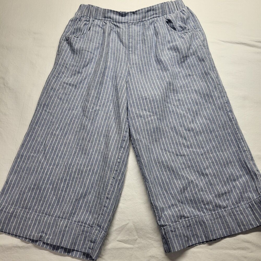 Gloria Vanderbilt Casuals Cropped Wide Leg Linen Pants Womens Medium Striped